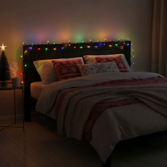 Fényfüzér - 5 m - színes - 100 LED - 220-240V - 6W - zöld kábel