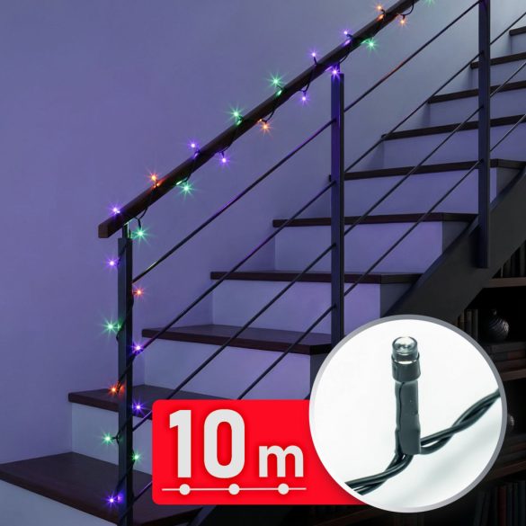 Fényfüzér - 10 m - színes - 200 LED - 220-240V - 6W - zöld kábel