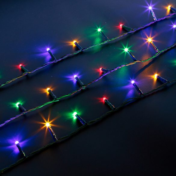Fényfüzér - 50 m - színes - 1000 LED - 220-240V - 9W - zöld kábel