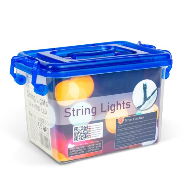 Fényfüzér - 50 m - színes - 1000 LED - 220-240V - 9W - zöld kábel