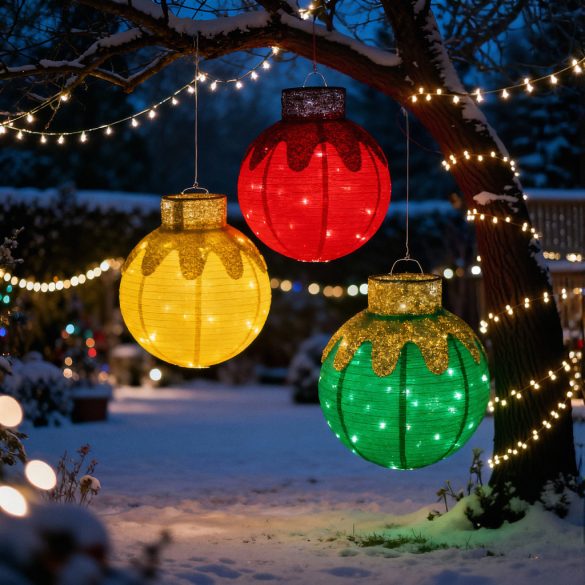 Világító dekoráció - gömbdísz - 60 LED - 60 x 83 cm - arany - 100-200V AC