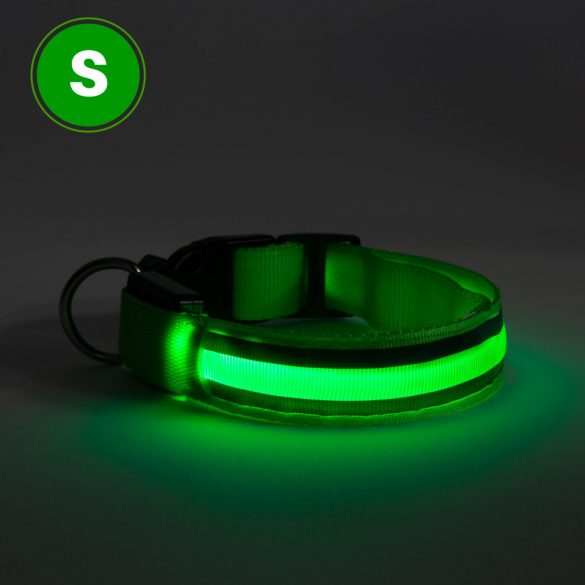 LED-es nyakörv - akkumulátoros - S méret - zöld 60027D