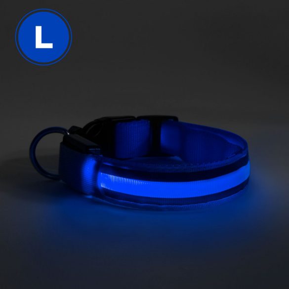 LED-es nyakörv - akkumulátoros - L méret - kék 60029A