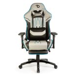 Gamer szék párnával - szürke/fekete/kék - 84 x 52 / 48 x 50 cm