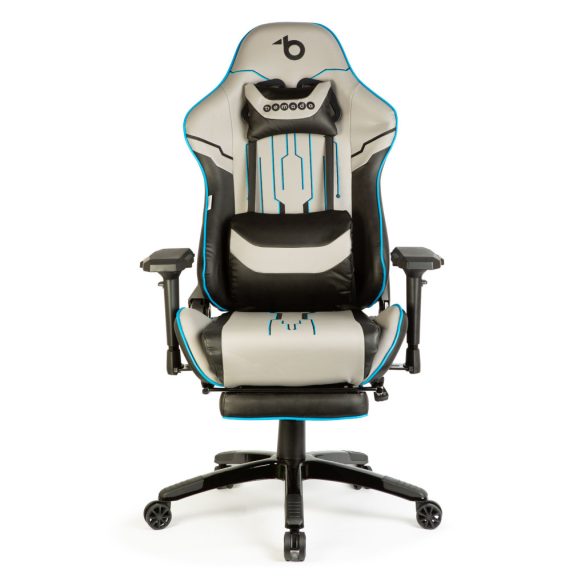 Gamer szék párnával - szürke/fekete/kék - 84 x 52 / 48 x 50 cm