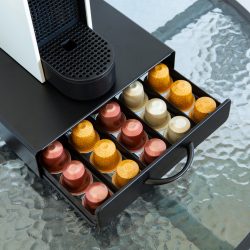   Fém kávékapszula tartó - 50 db Nespresso kapszulákhoz - 365 x 214 x 60 mm - matt fekete