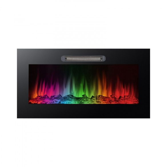 Elektromos beépíthető kandalló - hősugárzó + RGB LED - 91 x 15 x 48 cmBW2024