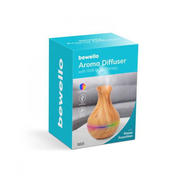 Fényterápiás aroma diffúzor - fahatású minta - 120 ml BW2031C