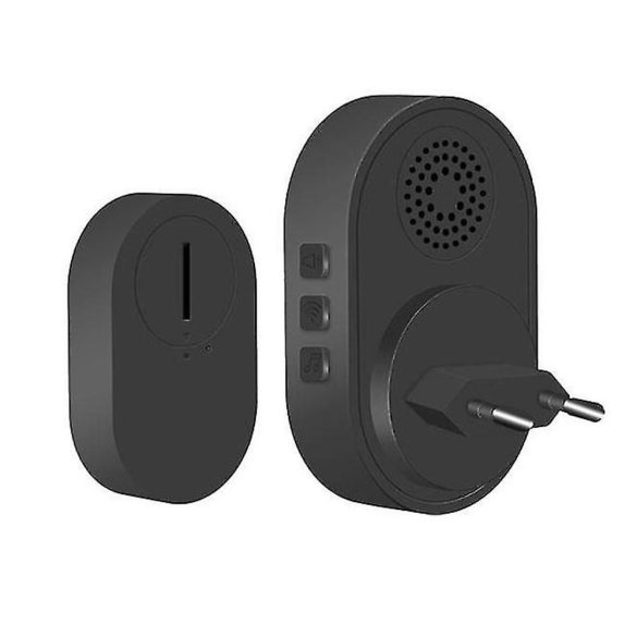 Vezeték nélküli csengő - 39 dallam - CR2032 - AC 220V - fekete