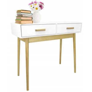 Asztal 2 fiókkal "Scandinavia" - 100 x 40 x 79 cm - fehér