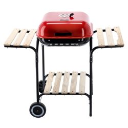 Kerekes kerti grill - piros - 96 x 45 x 75 cm
