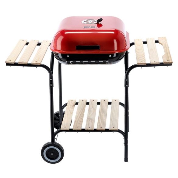 Kerekes kerti grill - piros - 96 x 45 x 75 cm