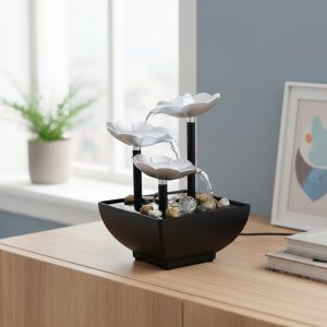 Műanyag beltéri szökőkút - virágok - 15 x 15 x 20 cm