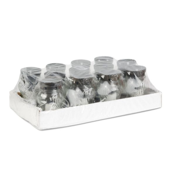 Üveg mécses - fehér üveg - arany antik kupakkal - 16 cm