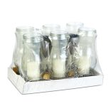 Üveg mécses - műanyag kupakkal, üveg szín: fehér, kupak szín: fekete - arany antik - 28 cm