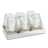 Üveg mécses - műanyag kupakkal - 26 cm - üveg szín: fehér - arany antik