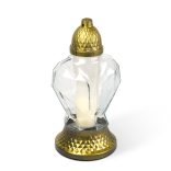 Üveg mécses - műanyag kupakkal, üveg szín: fehér, kupak szín: fekete - arany antik - 31 cm