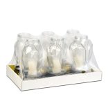 Üveg mécses - műanyag kupakkal, üveg szín: fehér, kupak szín: fekete - arany antik - 31 cm