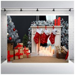   Polyester fotó háttér. Karácsonyi stúdió háttér 210cm x 250cm plsd-621